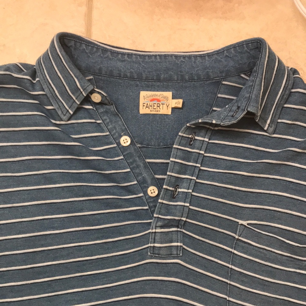 Faherty Long-Sleeve Indigo Polo